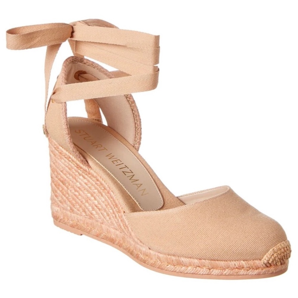 Stuart Weitzman Marguerita Canvas Wedge‎ Sandal - Picture 2 of 11